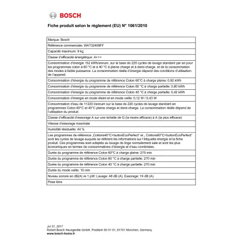 Lave-linge frontal BOSCH WAT 32409 FF - 5