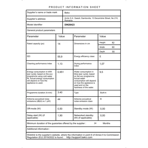 Lave-vaisselle tout intégré 60 cm BEKO DIN 28423 - 3