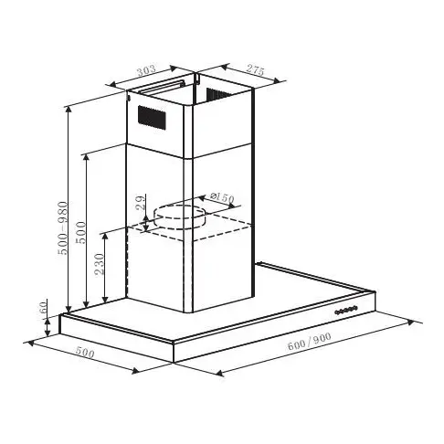 Hotte décorative BRANDT BHB 6601 X - 2