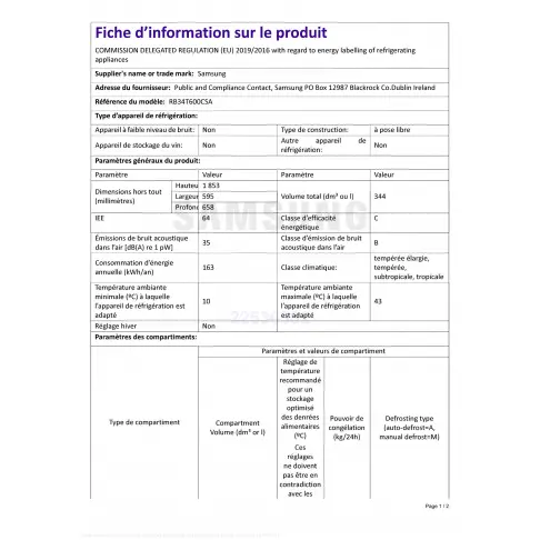 Réfrigérateur combiné inversé SAMSUNG RB34T600CSA - 3