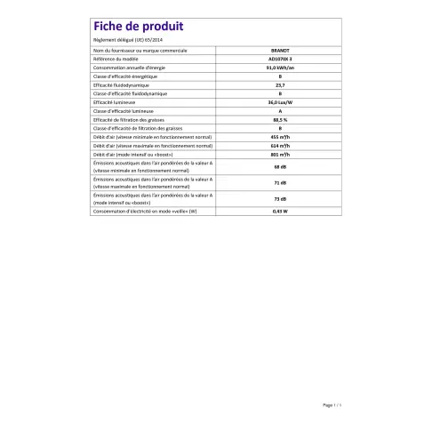 Hotte décorative BRANDT AD 1070 X - 2