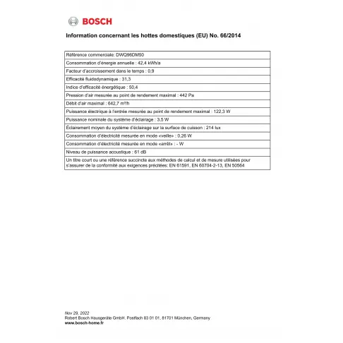 Hotte décorative BOSCH DWQ 96 DM 50 - 4