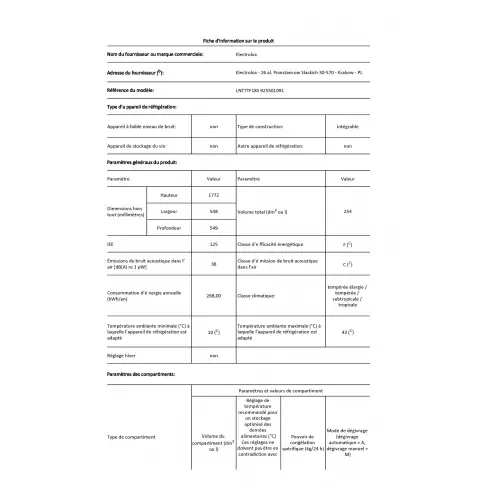 Réfrigérateur combiné intégré ELECTROLUX LNT 7 TF 18 S - 2