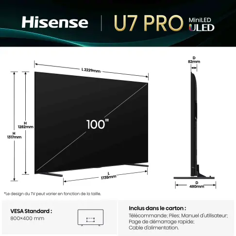 Tv led 100'' HISENSE 100U7QPRO - 2