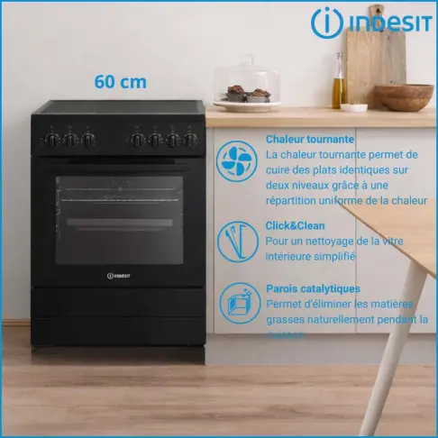 Cuisinière dessus vitrocéramique INDESIT I6V5PCB - 8