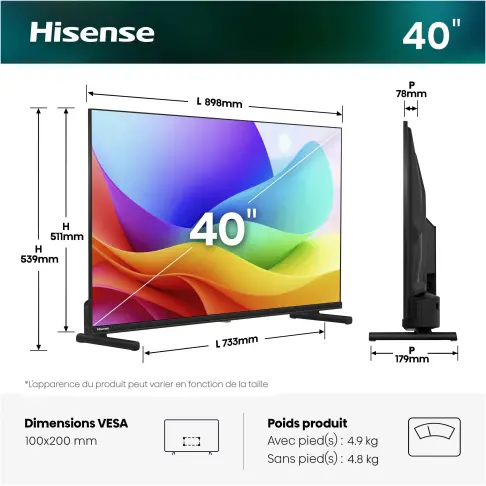 Tv led 40'' HISENSE 40A5S - 2