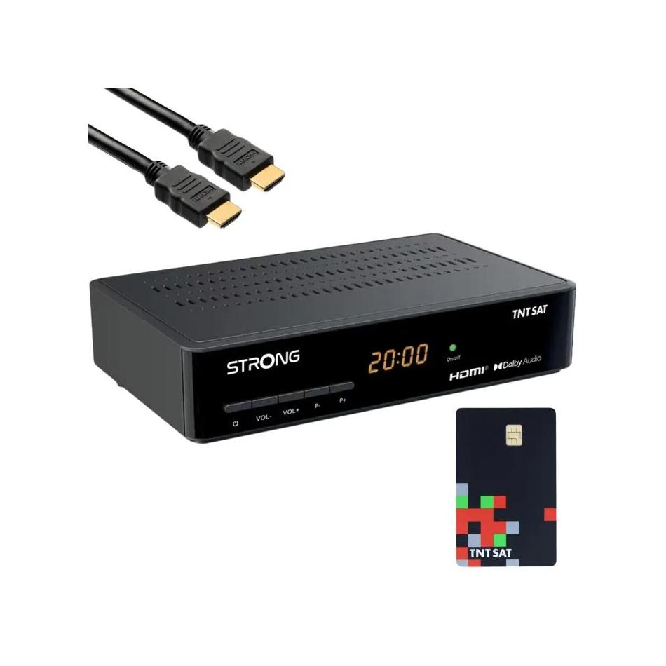 Décodeur satellite TNTSAT Astra + Carte TNTSAT + Câble HDMI SRT7410 STRONG