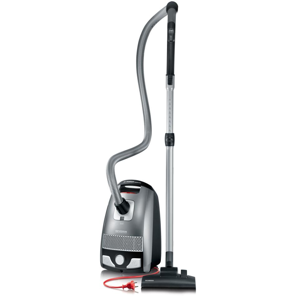 SEVERIN S'POWER BC 7045 snowwhite - Aspirateur - traineau - sac - gris platine/rouge grenat