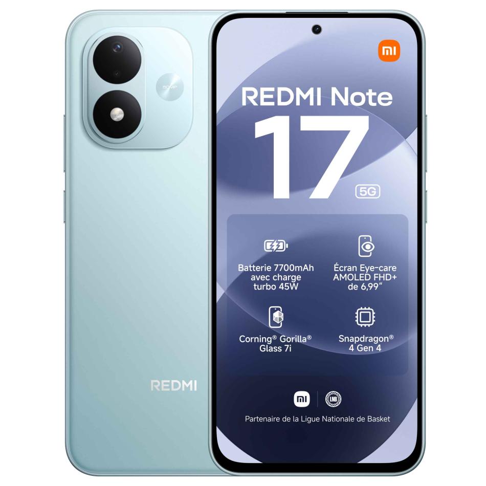 Smartphone XIAOMI REDMI Note 17 5G 6Go RAM ROM Ciel - vue 3