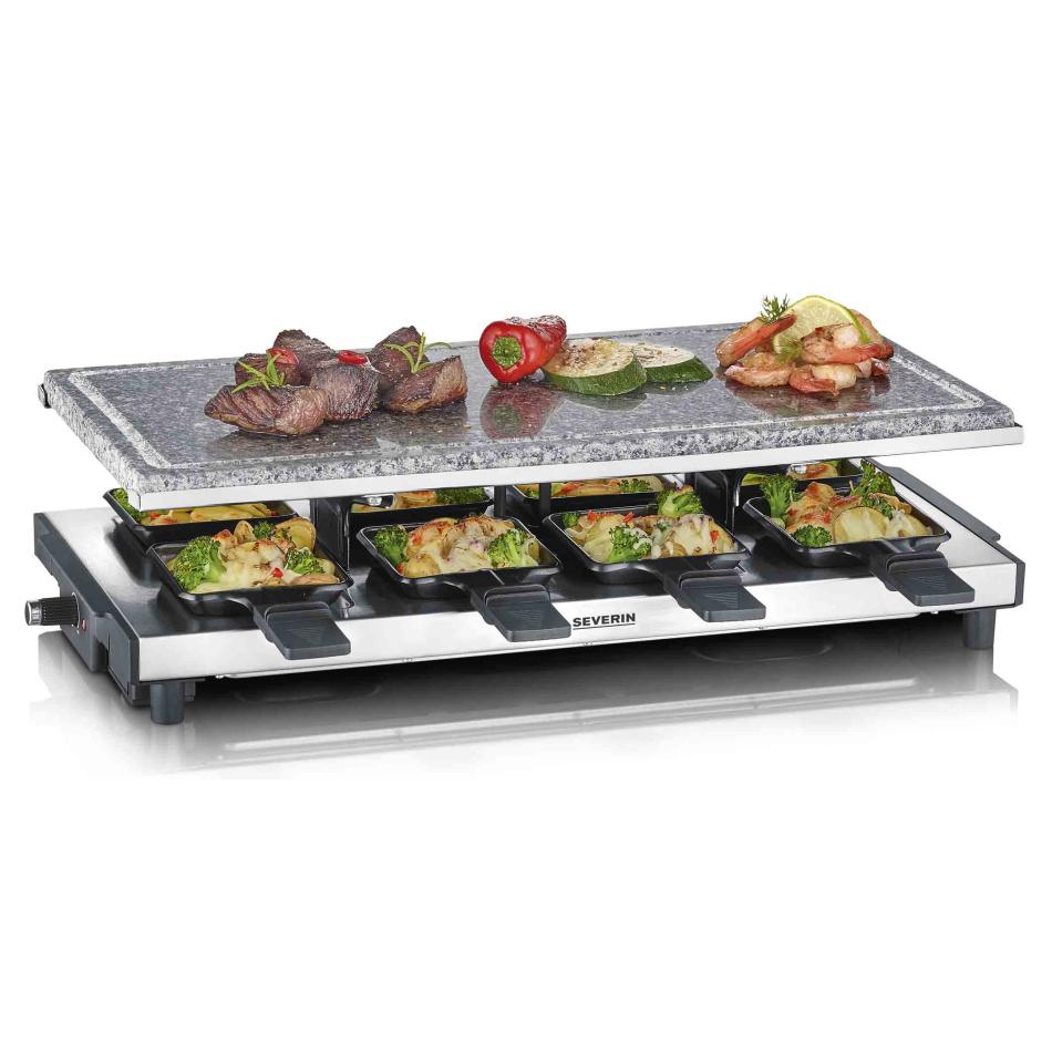 Raclette SEVERIN RG2374 – Pierre de Cuisson Naturelle, 1500W, 8 Poêlons - vue 8