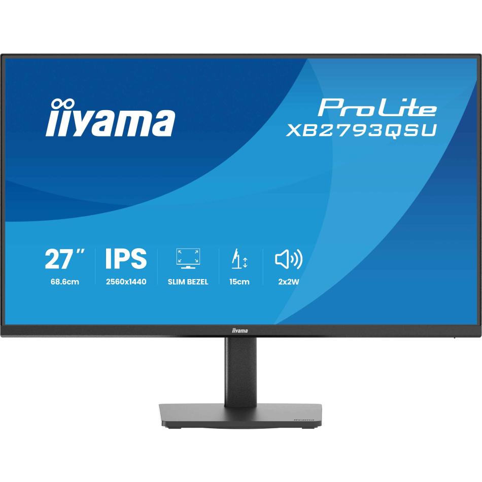 iiyama ProLite XB2793QSU B1 Écran LED 27 2560 x 1440 QHD @ 75 Hz IPS 350 cdm² 1000:1 1 ms HDMI DisplayPort haut parleurs - vue 2