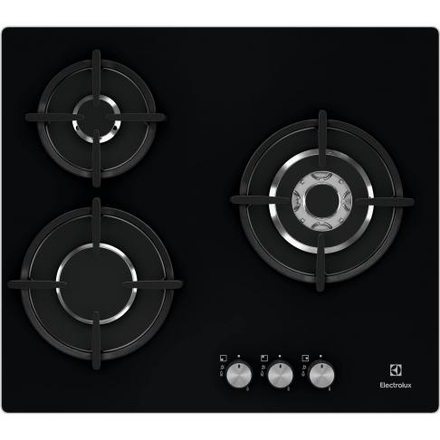ELECTROLUX Table de cuisson gaz 3 foyers verre trempé EGT6633NOK - vue 3