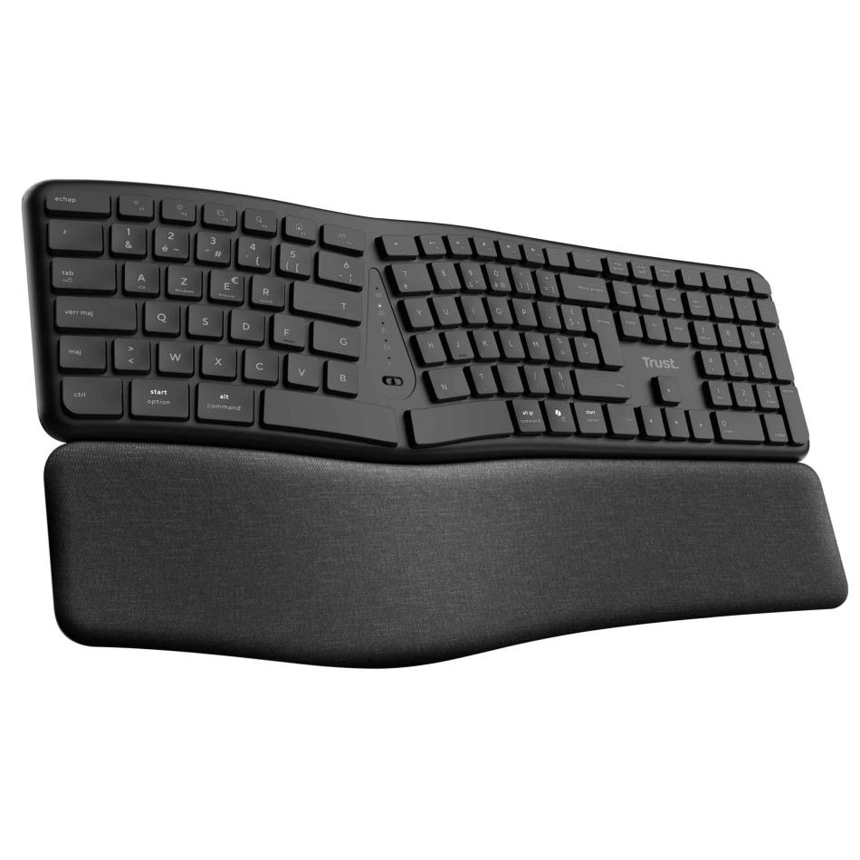 Clavier Sans Fil Trust Keyra 25705 – Ergonomique, AZERTY, Multidispositif